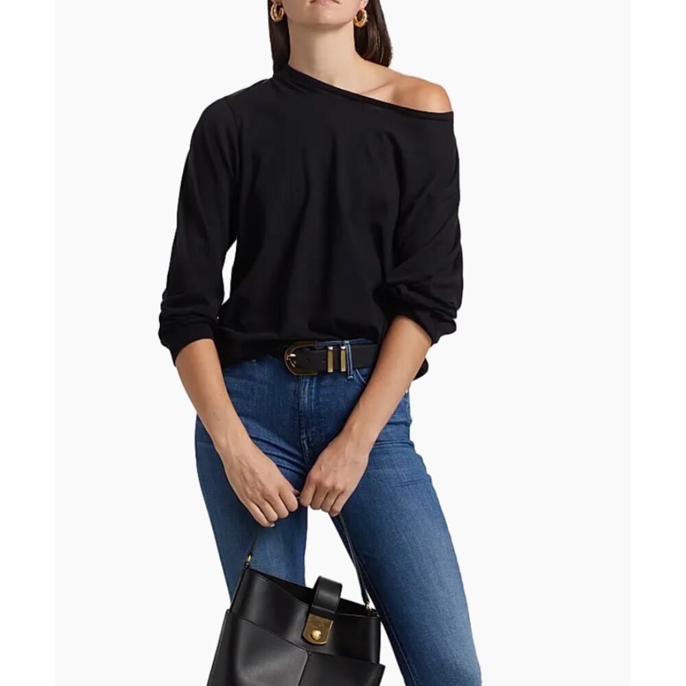 NWT MOTHER The Rowdy Relaxed-Fit T-Shirt Womens S Black MSRP: $115